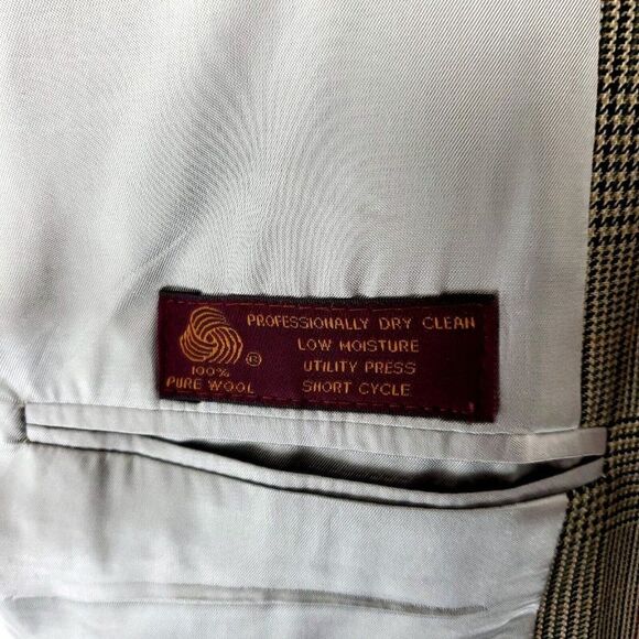 Jos A Bank Wool 2 Button Sport Coat 40R Beige Plaid Windowpane Unconstructed Sho - Picture 9 of 11